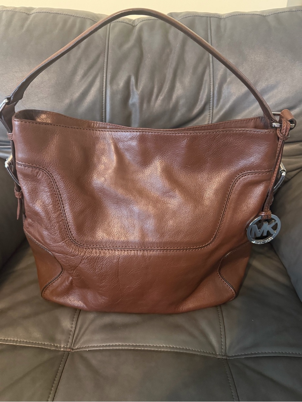 Michael Kors Chestnut Brown Leather Hobo Shoulder Bag